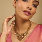 Laxmi temple Antique White Stone Necklace