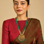 Long Antique Green Bead Necklace