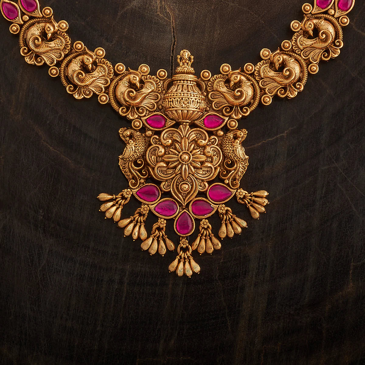 Pink Stone with Antique Laxmi temple Necklace