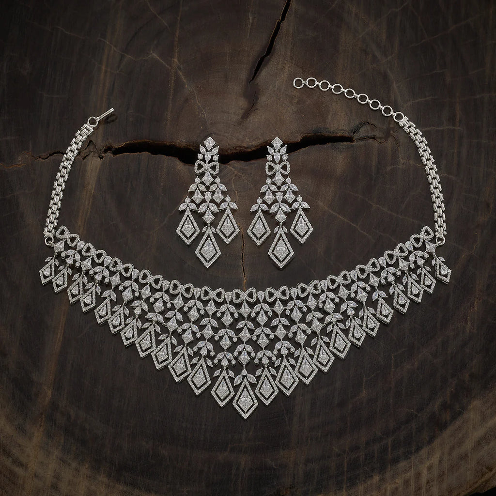 Zircon Necklace gold & silver