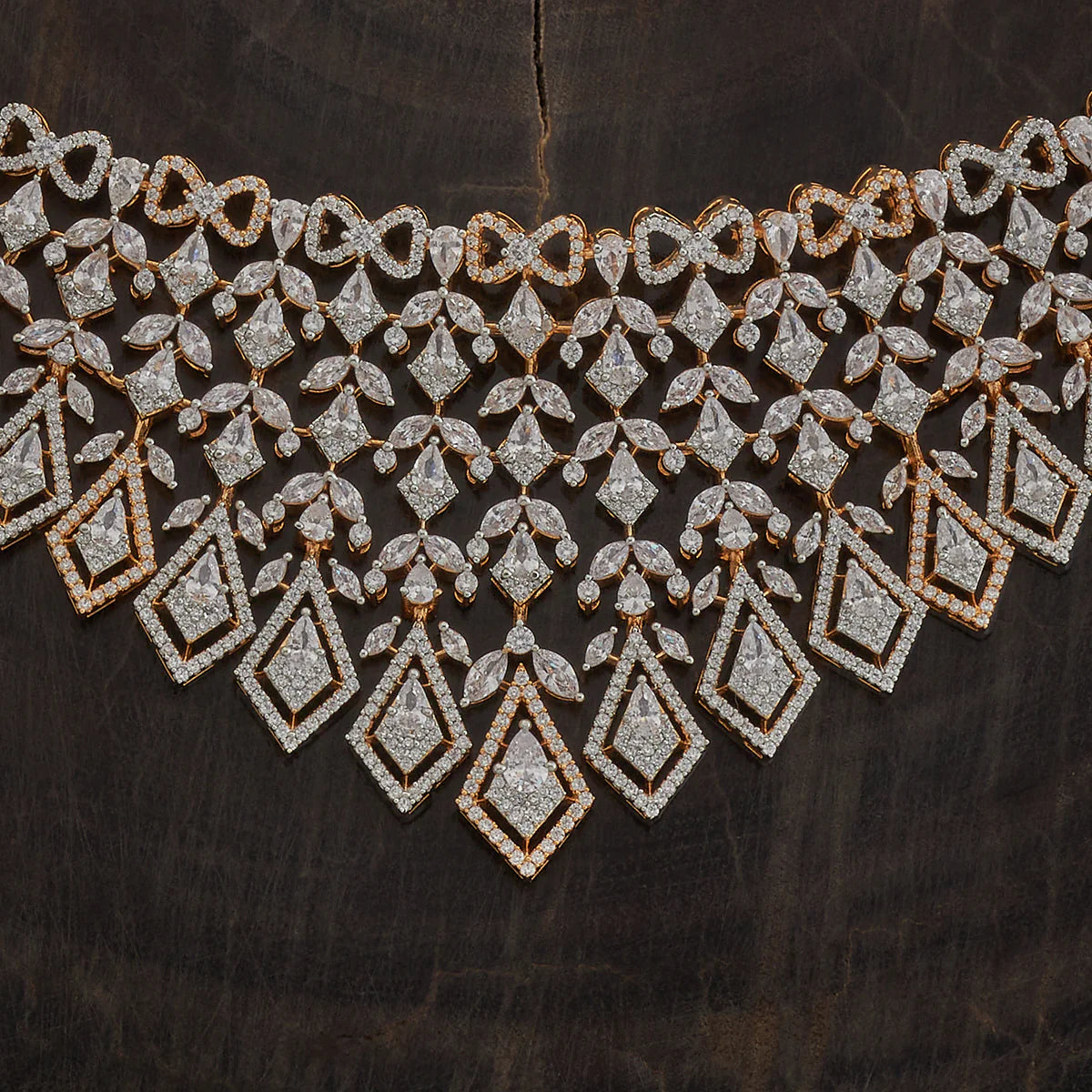 Zircon Necklace gold & silver