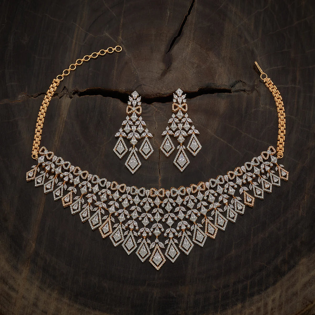 Zircon Necklace gold & silver