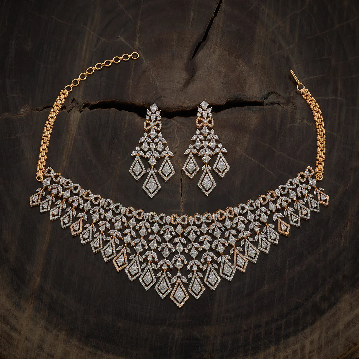 Zircon Necklace gold & silver