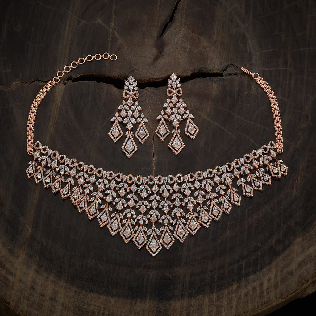 Zircon Necklace gold & silver