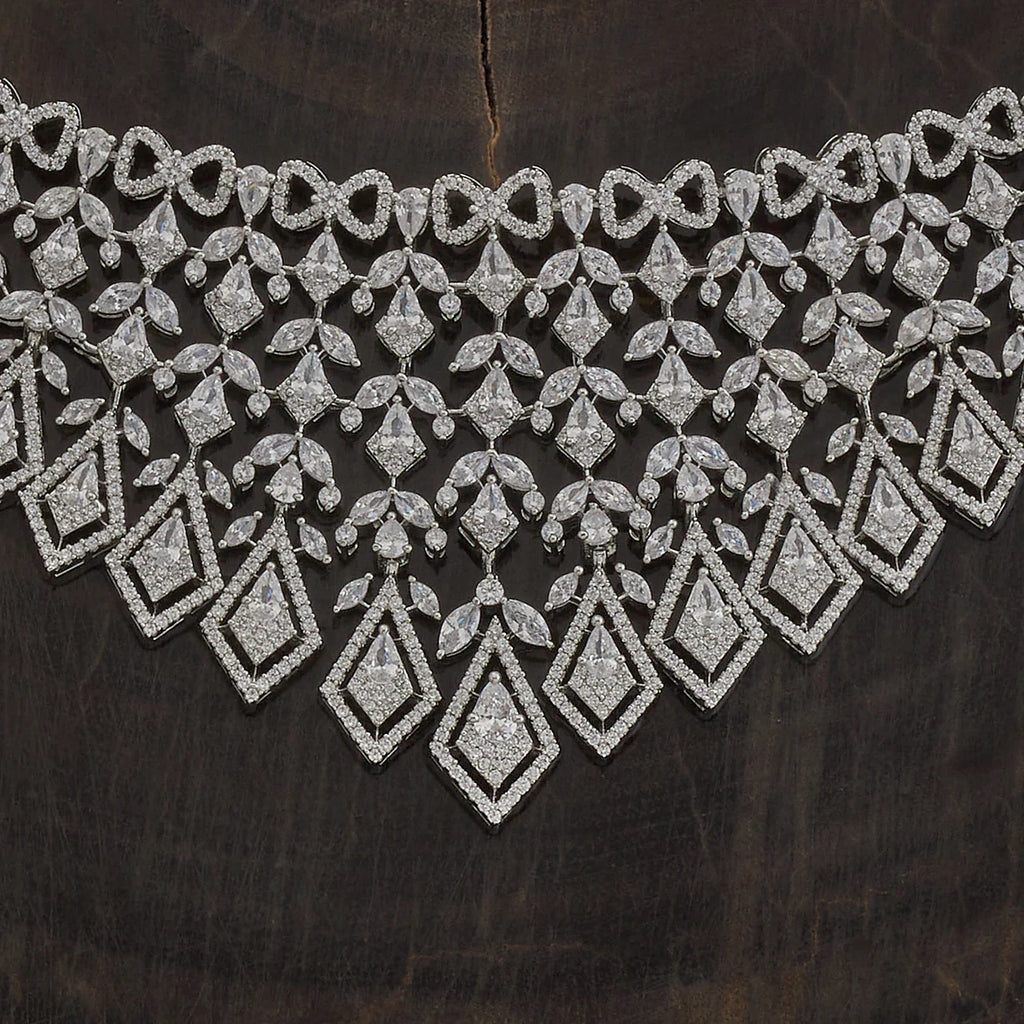 Zircon Necklace gold & silver