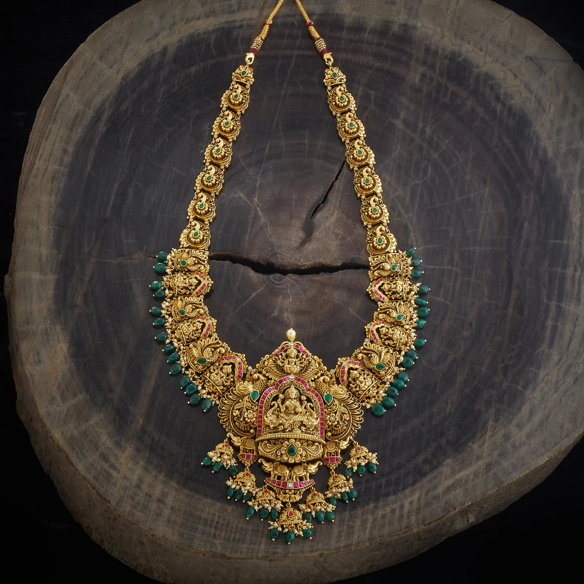 Silver Temple Necklace Haaram Long