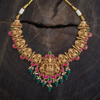 Antique Pink & Green Stone Necklace