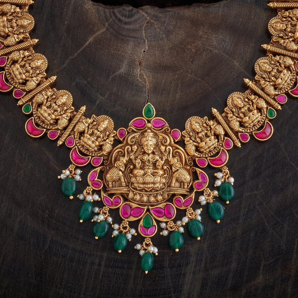 Antique Pink & Green Stone Necklace