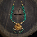 Long Antique Green Bead Necklace