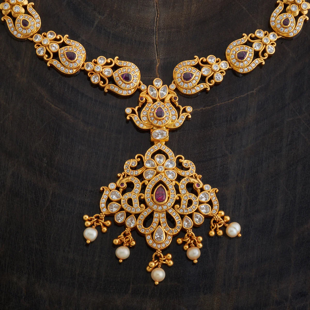 Silver Temple Necklace White