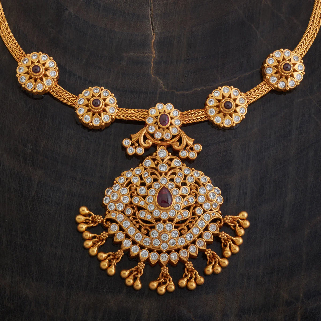 Silver Temple Necklace Zircon stone