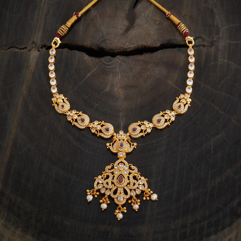 Silver Temple Necklace White