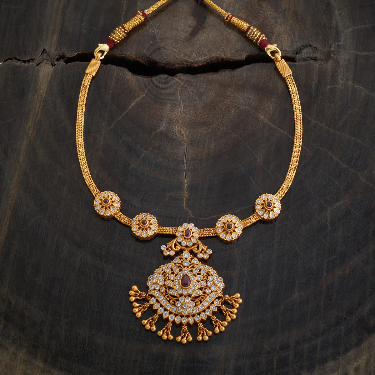 Silver Temple Necklace Zircon stone