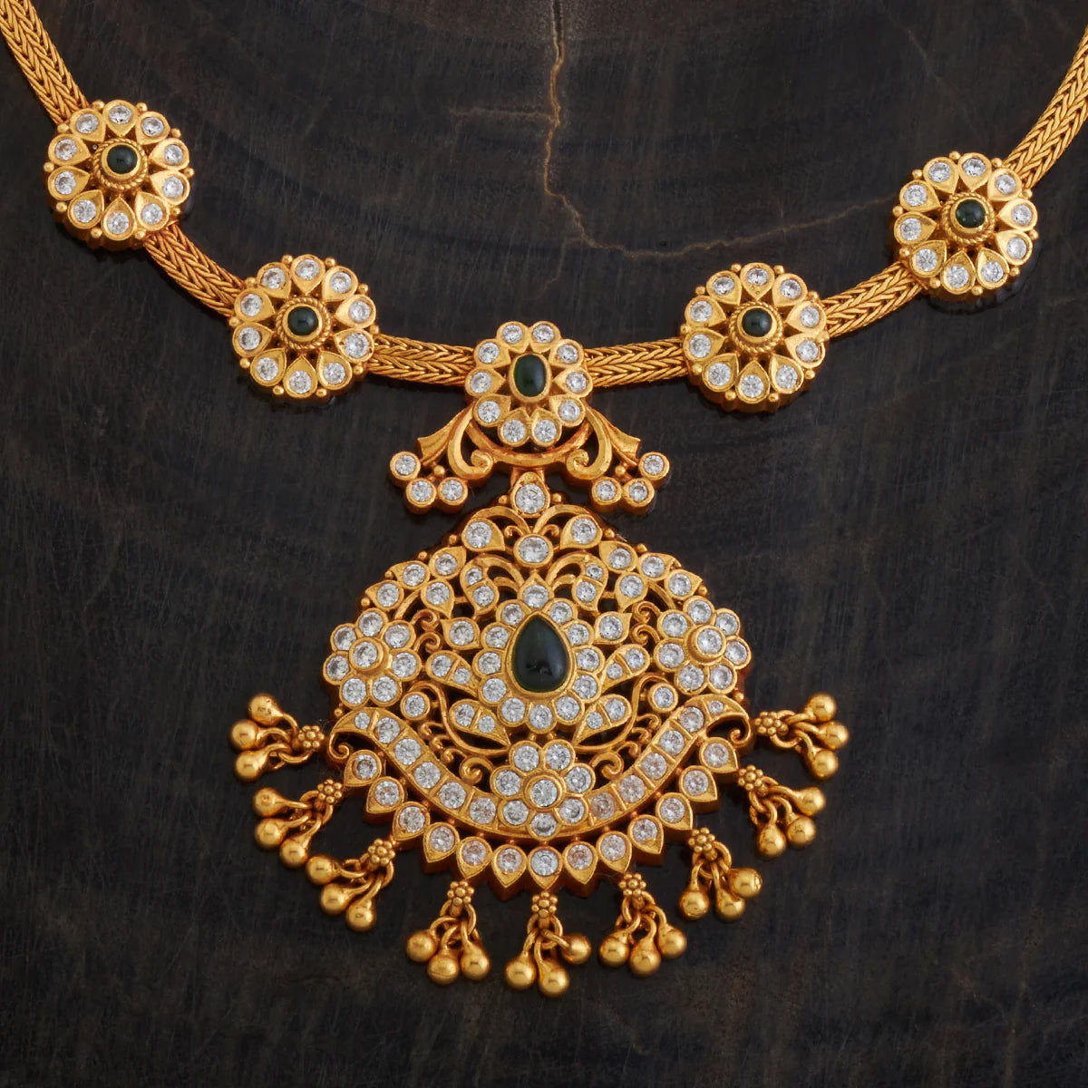 Silver Temple Necklace Zircon stone