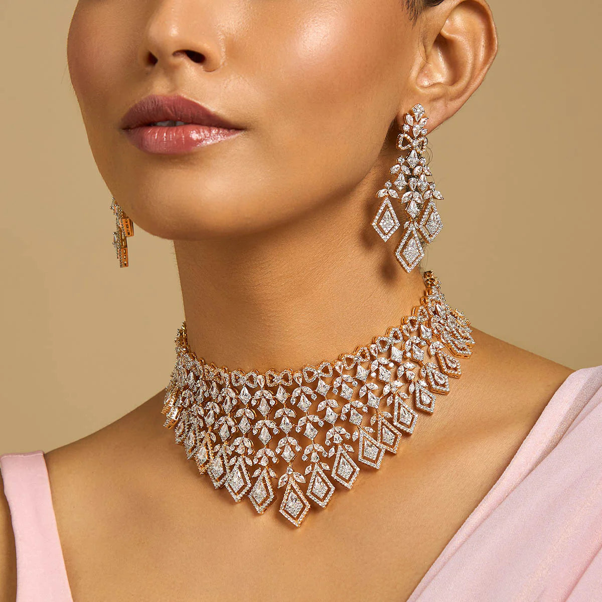 Zircon Necklace gold & silver