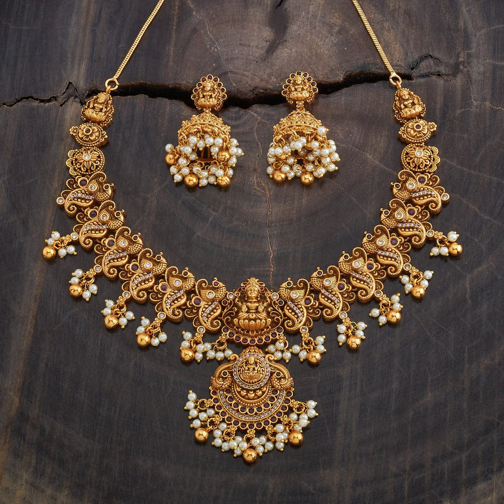 Golden Laxmi Antique Necklace Set