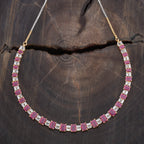 Zircon Necklace silver & pink