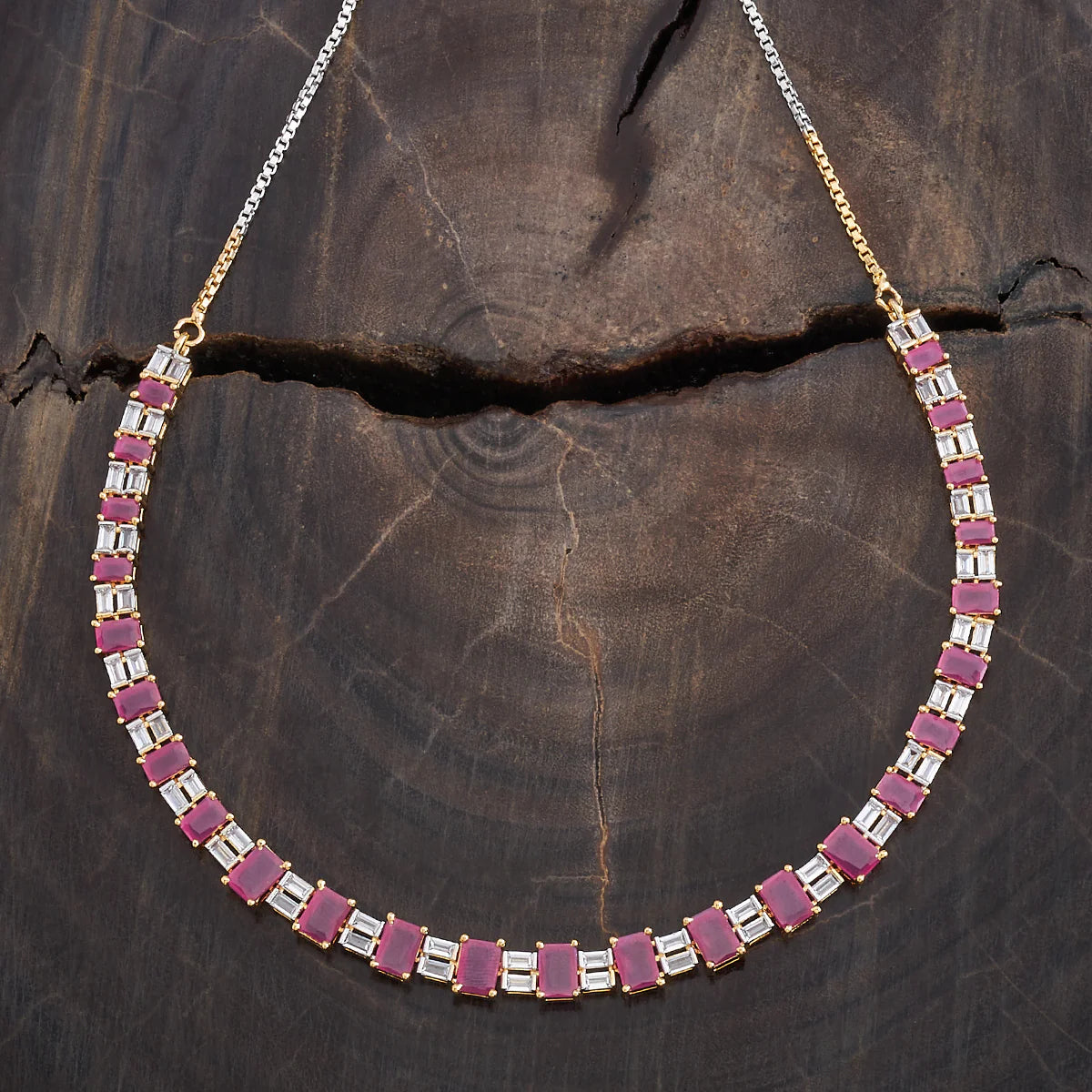 Zircon Necklace silver & pink