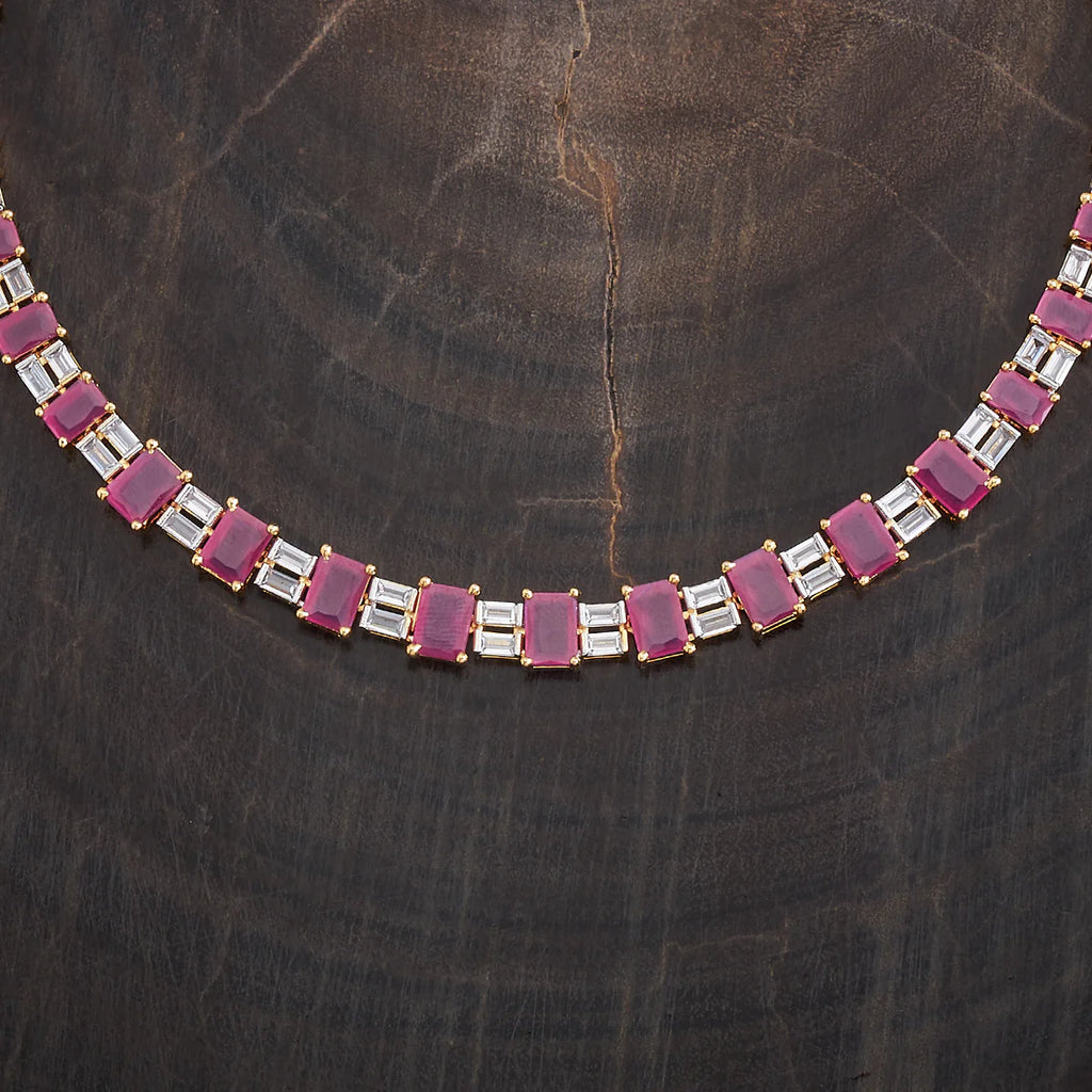 Zircon Necklace silver & pink