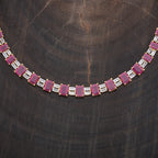 Zircon Necklace silver & pink