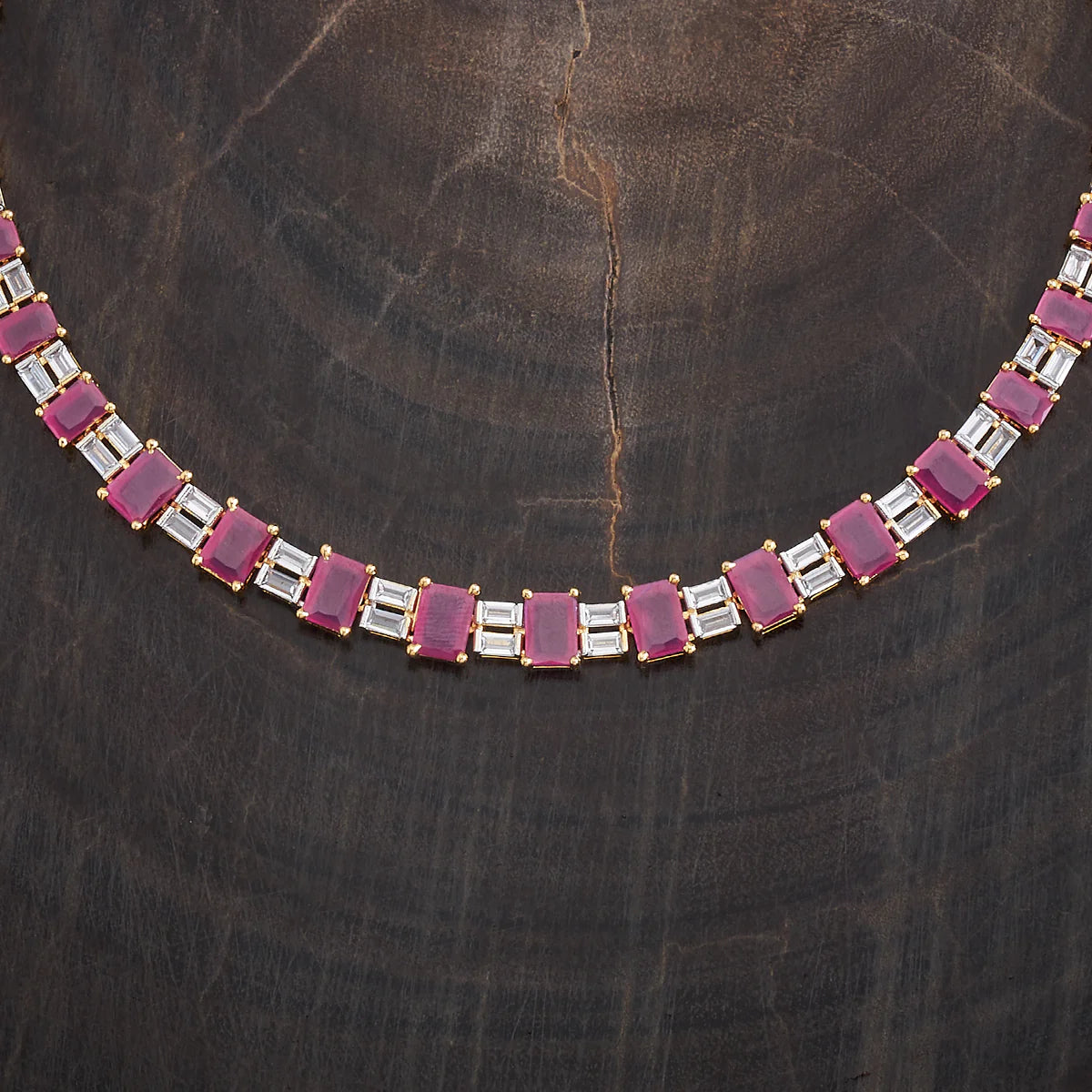 Zircon Necklace silver & pink