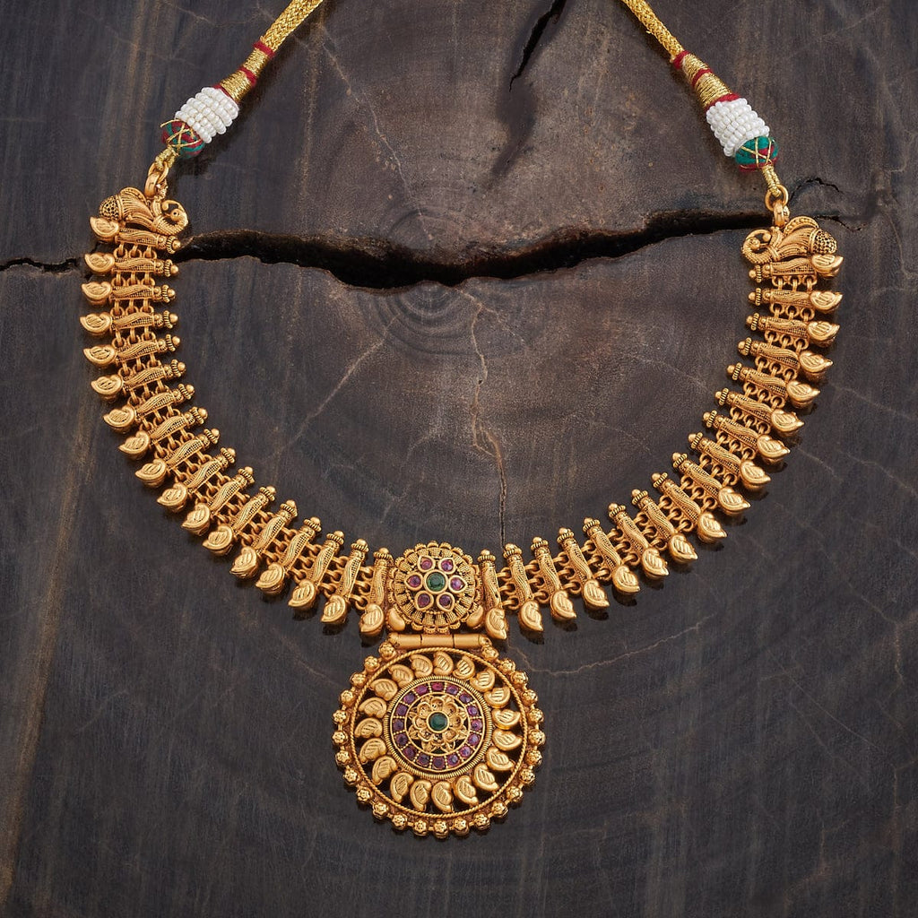 Flower Gold Stone Antique Necklace