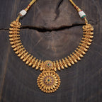Flower Gold Stone Antique Necklace