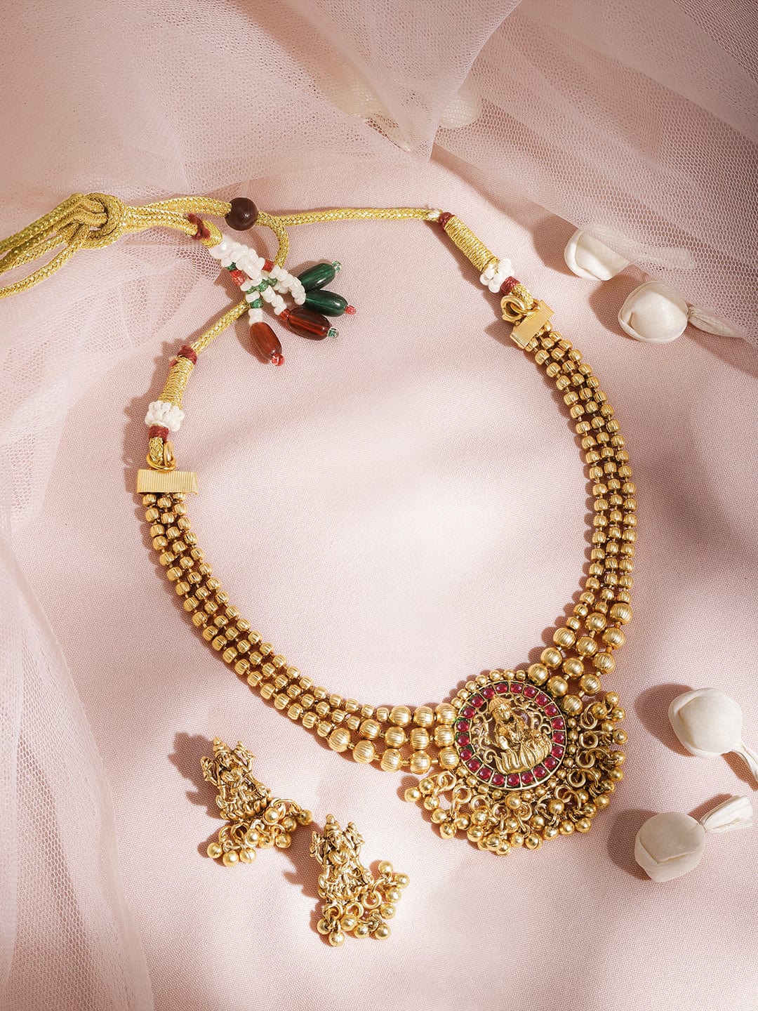 Gold-Plated Stone-Studded Necklace Set  21