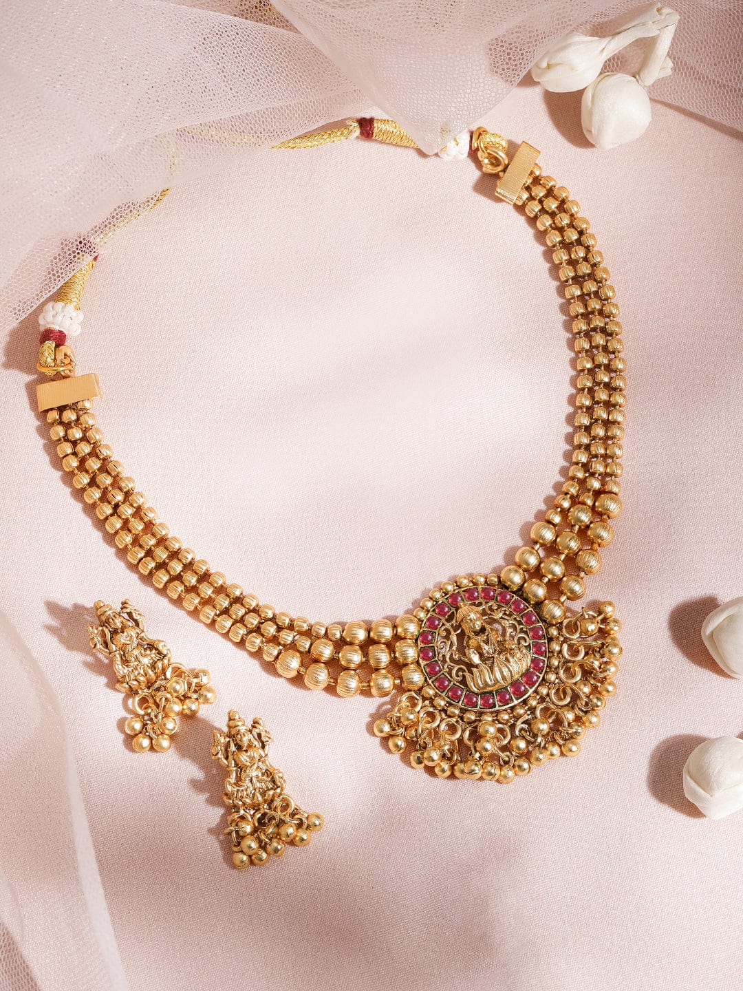 Gold-Plated Stone-Studded Necklace Set  21