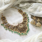 Bridal Kemp Peacock Paisley Green beads short set