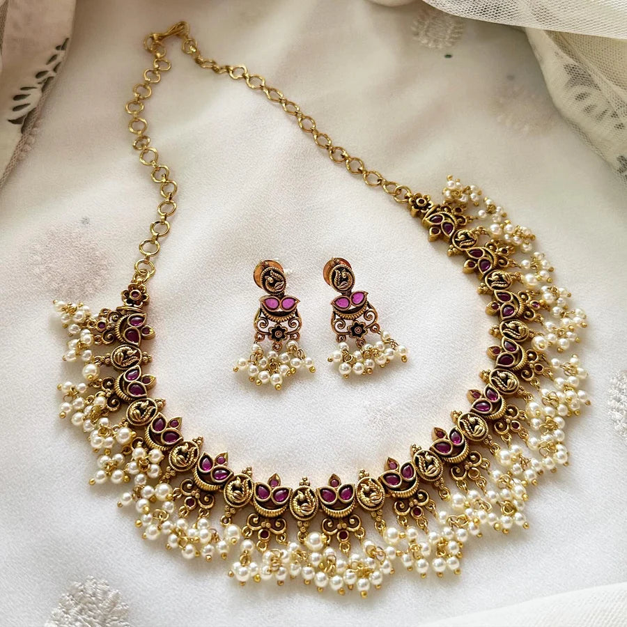 Antique Kemp Peacock Thilak gutta short set descriptive overview