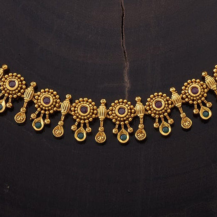 Green Stone Short Antique Necklace Set