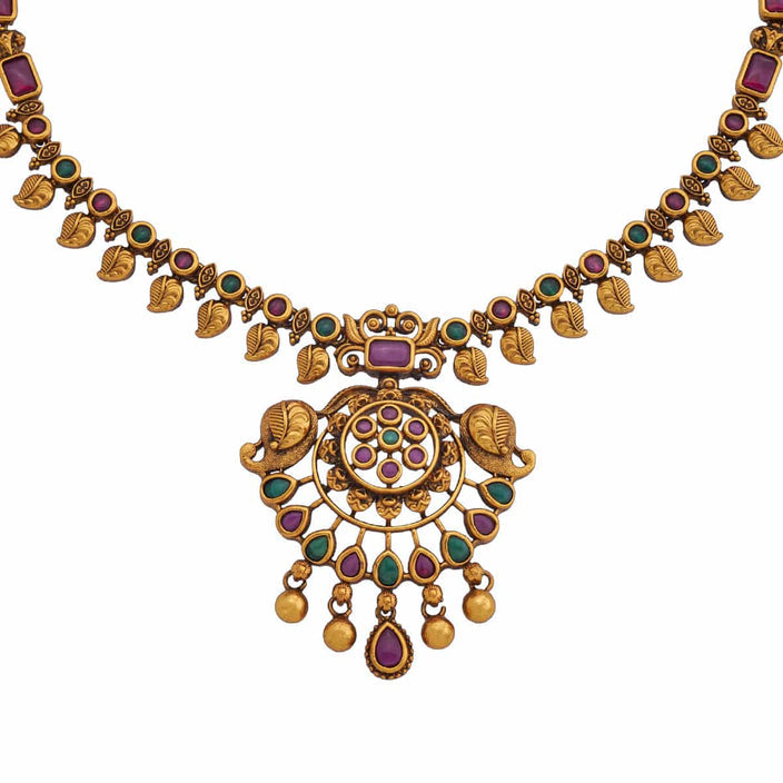 Pendant Stone Antique Necklace set