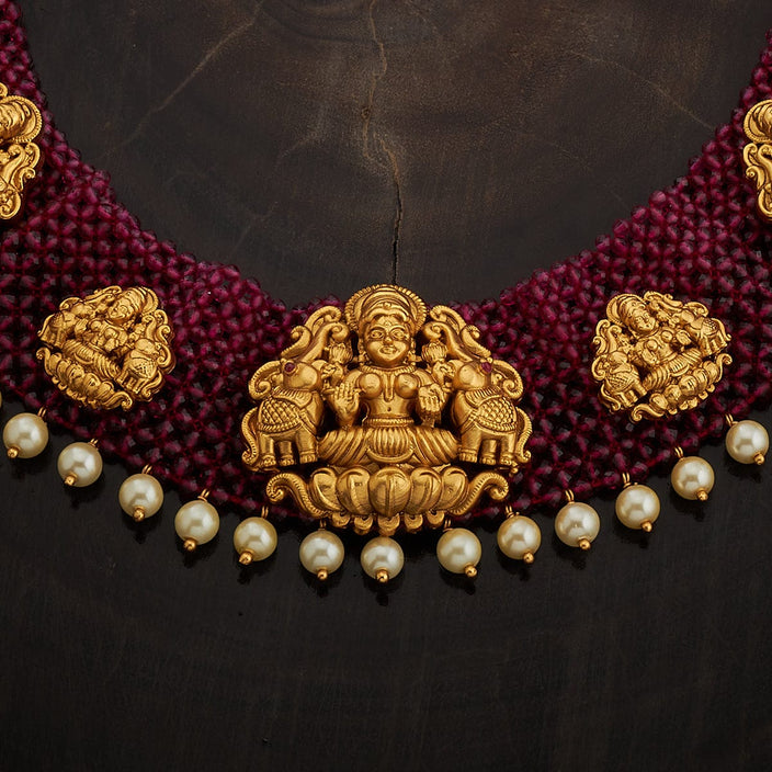 Handwork Laxmi temple necklace designs Antique Necklace