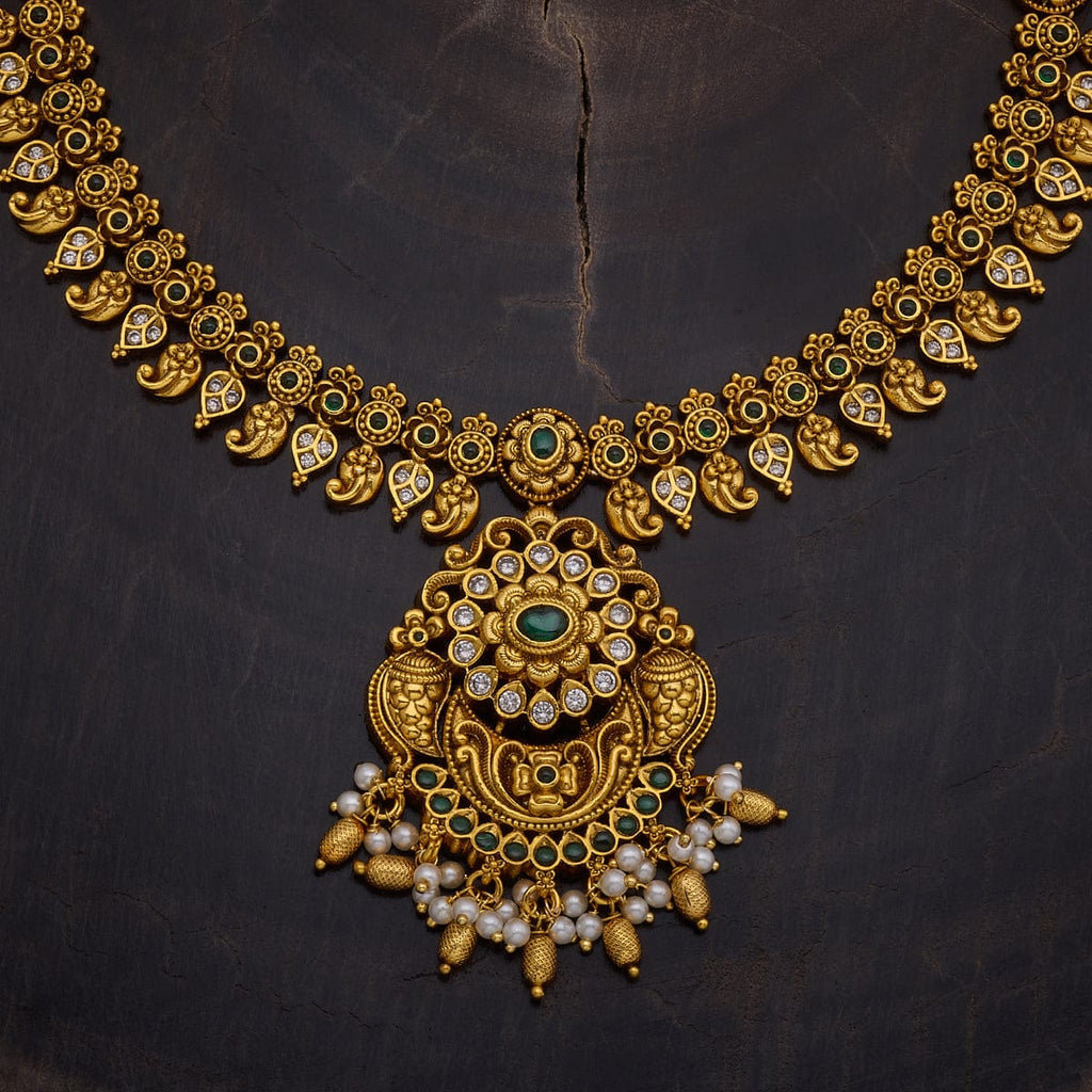 Flower Motif Antique Temple Necklace