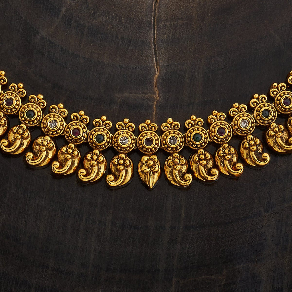 Flower Design short antique necklace