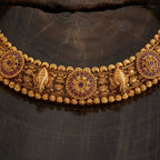 Antique Gold Stone Ethnic Temple Necklace