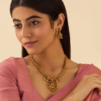 Flower and Lakshmi Motif Antique Necklace