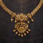 Flower and Lakshmi Motif Antique Necklace