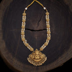 White Stone Laxmi Temple Antique Necklace
