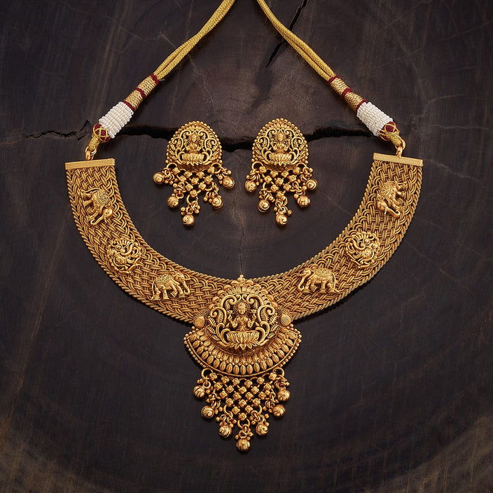 Traditional South Indian Gold Platted Antique Necklace