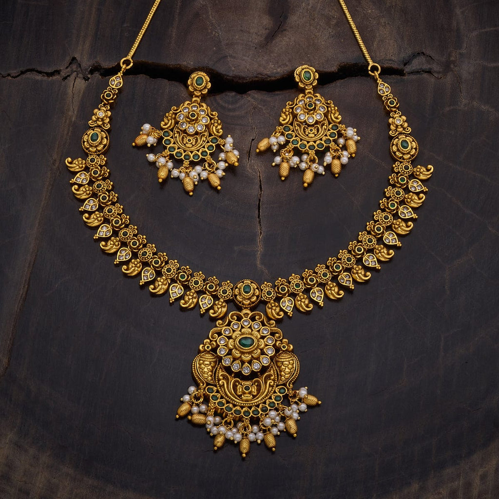 Flower Motif Antique Temple Necklace