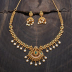 Green Stone Antique Golden Necklace