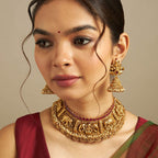 Elephant lakshmi antique gold necklace