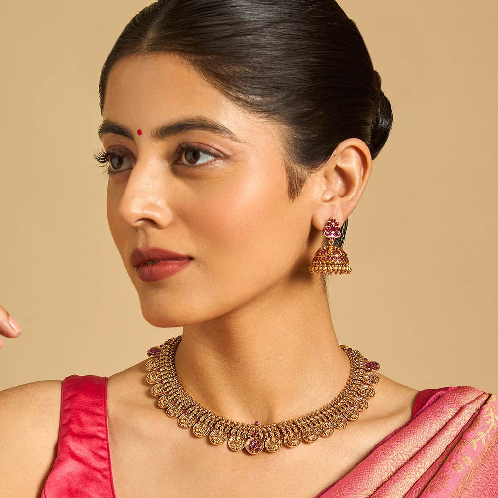 Red Stone Gold Antique Necklace