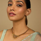 Gold tone white stone Antique Necklace