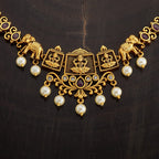 Gold tone white stone Antique Necklace