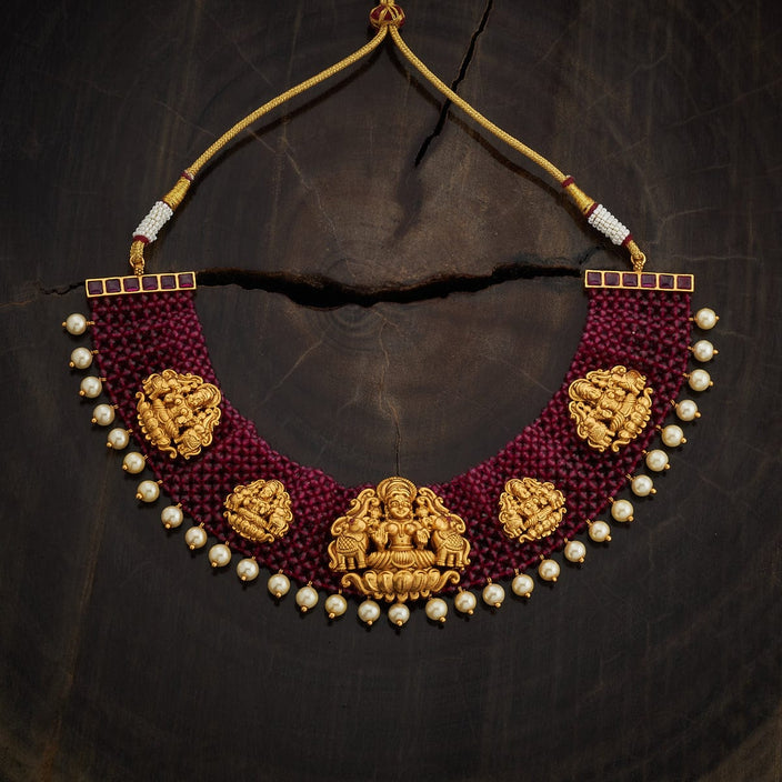 Handwork Laxmi temple necklace designs Antique Necklace