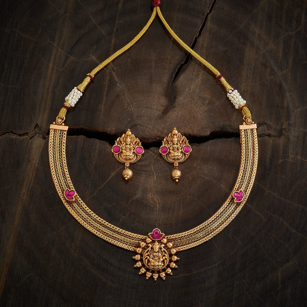 Pink Stone Short Antique Necklace