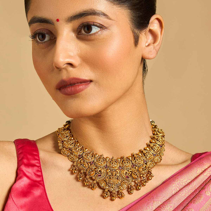 Goddess Lakshmi Antique Gold Necklace